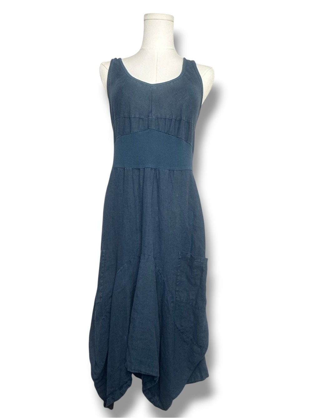 Inizio Magic Linen Dress in dark blue Size Large